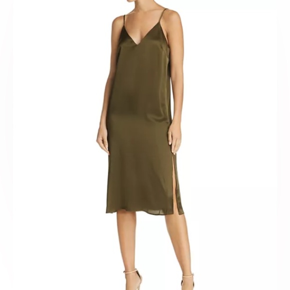 EUC Anine Bing Gemma Silk Slip Dress Olive Green Large